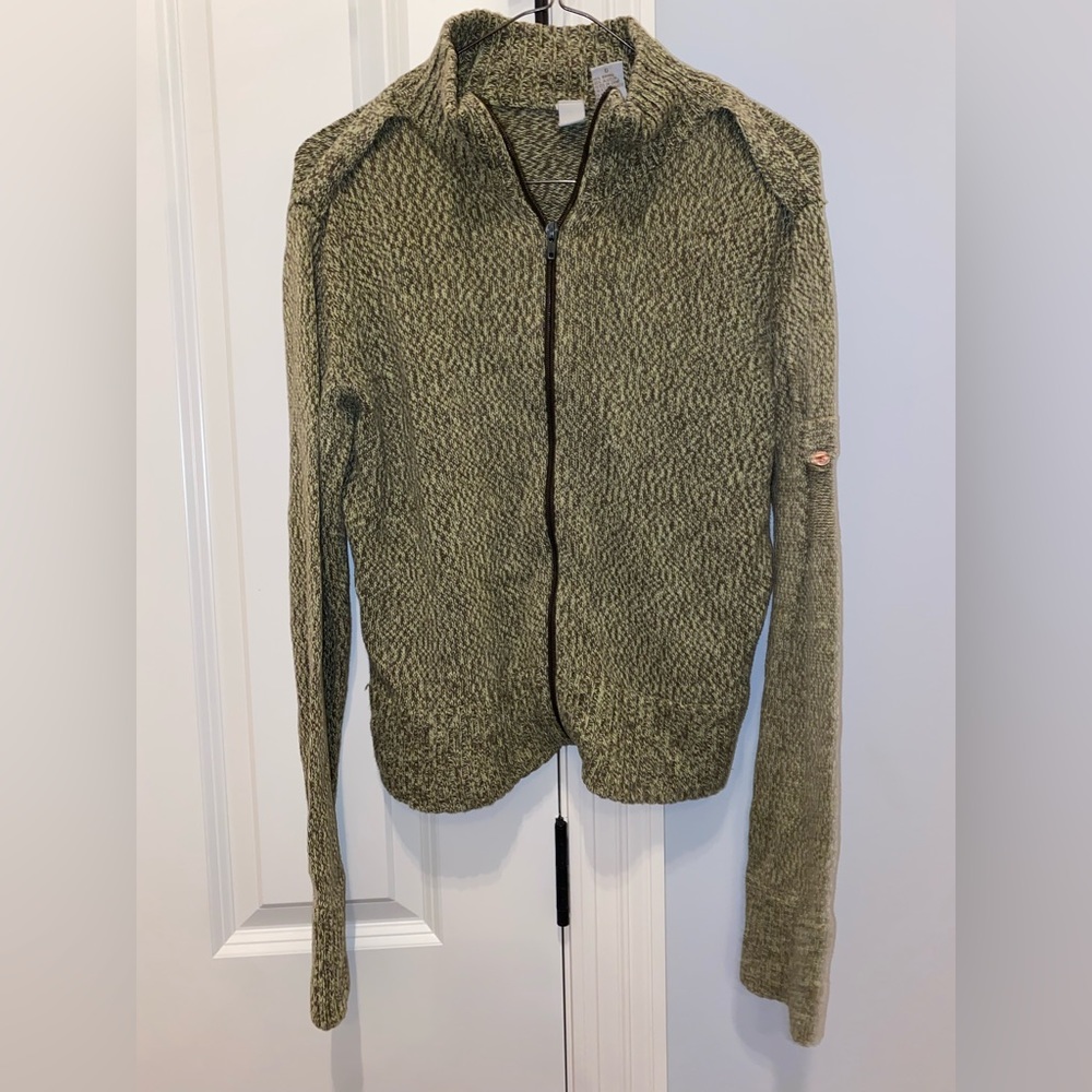 Boys zip up sweater Size Large Olive Green